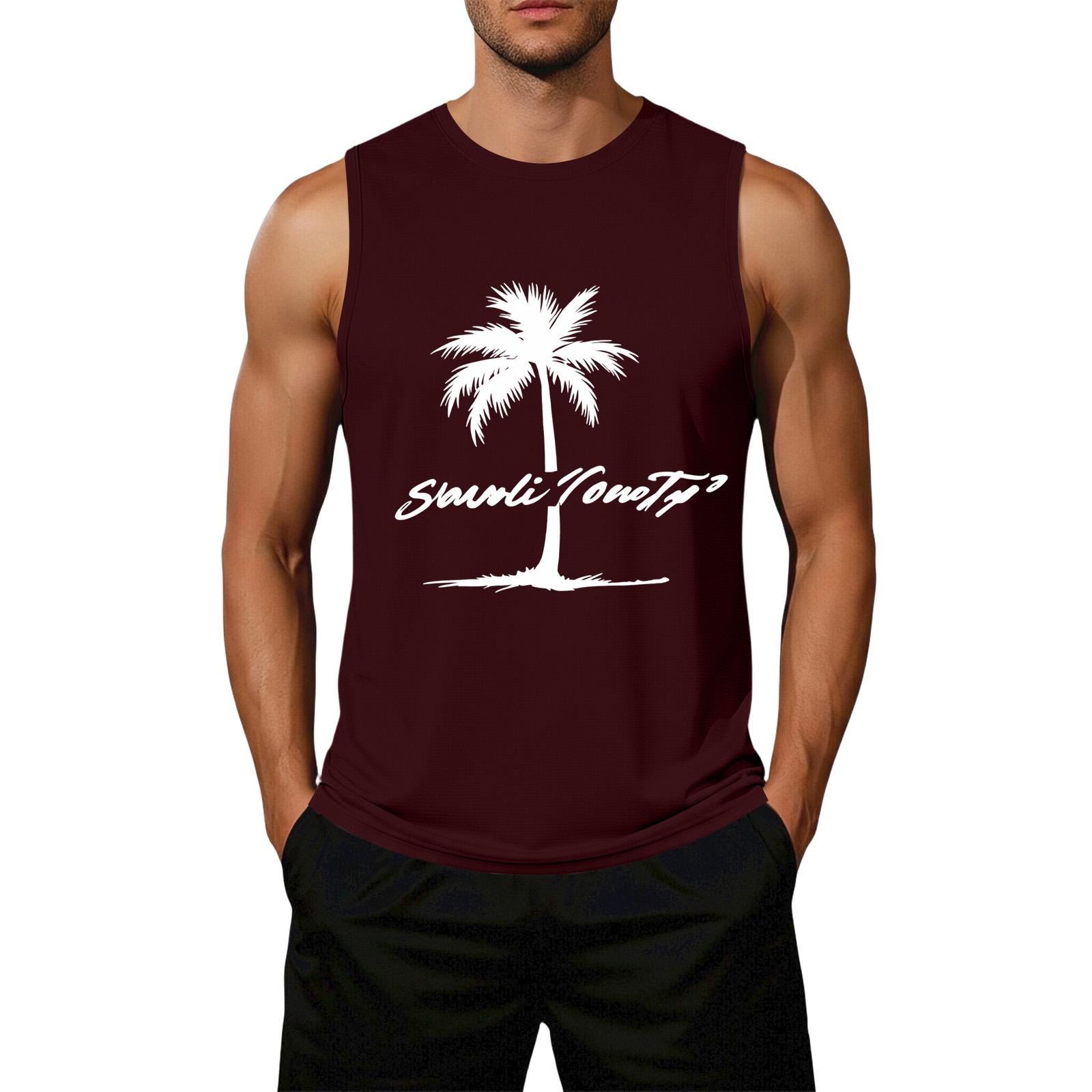 Men Sleeveless Casual Loose Fit Tank Top Palm Tree Graphic Print Summer Beachwear Lightweight Breathable Sleeveless Shirt XL винний
Men Sleeveless Casual Loose Fit Tank Top Palm Tree Graphic Print Summer Beachwear Lightweight Breathable Sleeveless Shirt XL винний