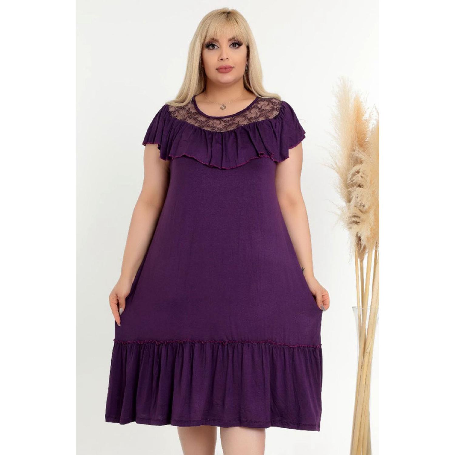 Collar Lace And Frilly Detailed Short Sleeve Special Design Dress 42-44 сливовий
Collar Lace And Frilly Detailed Short Sleeve Special Design Dress 42-44 сливовий