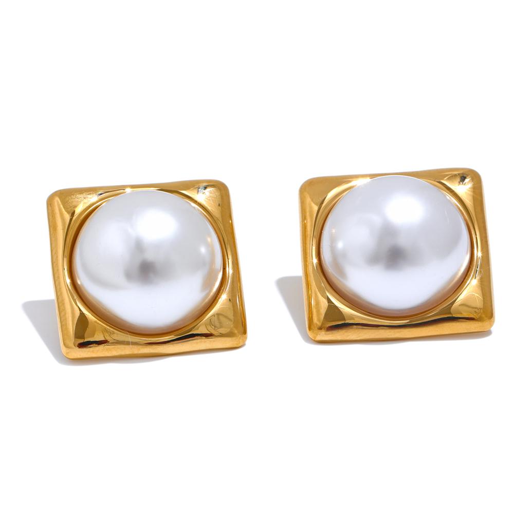 Yhpup 9g/pair Elegant Simulated Pearls Square Golden Stud Earrings for Women 316L Stainless Steel Fashion Classic Jewelry Gift
Yhpup 9g/pair Elegant Simulated Pearls Square Golden Stud Earrings for Women 316L Stainless Steel Fashion Classic Jewelry Gift