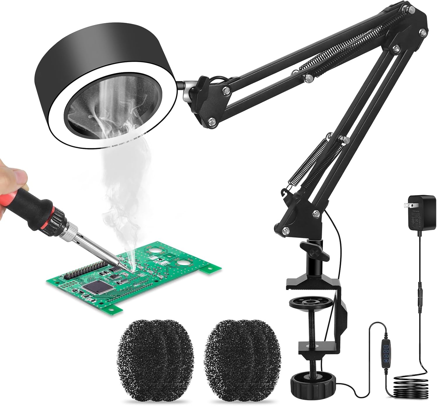 Solder Smoke Absorber Desk Lamp with 7 Filter, 3 Color Modes, 10 Brightness Levels for Soldering, Repair, Reading
Solder Smoke Absorber Desk Lamp with 7 Filter, 3 Color Modes, 10 Brightness Levels for Soldering, Repair, Reading
