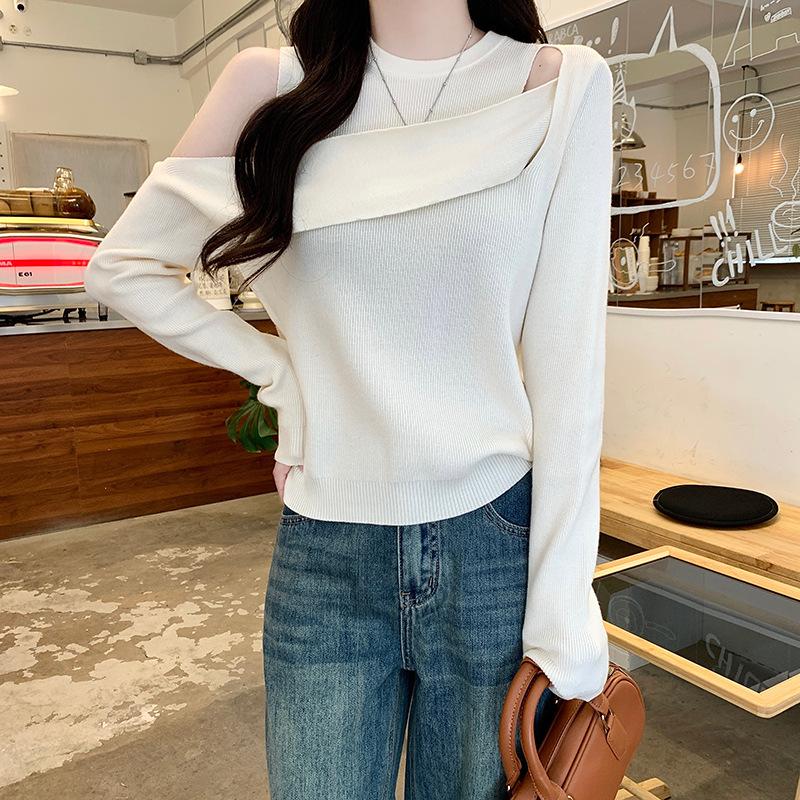{Core-spun yarn} apricot knitted sweater round neck slim-fitting sweet and spicy off-shoulder bottoming shirt women s autumn One size fits all
{Core-spun yarn} apricot knitted sweater round neck slim-fitting sweet and spicy off-shoulder bottoming shirt women s autumn One size fits all