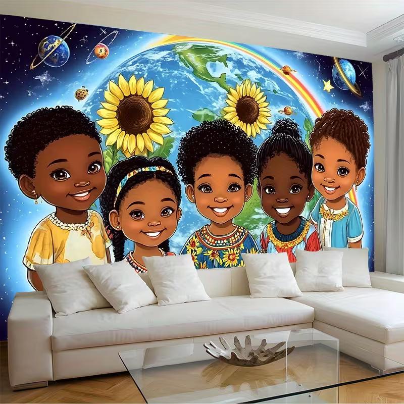 Space Themed Tapestry with Black Children, Earth Planets & Sunflower Print Wall Art for Nursery & Party Backdrop 47.2x31.5inch/120*80cm
Space Themed Tapestry with Black Children, Earth Planets & Sunflower Print Wall Art for Nursery & Party Backdrop 47.2x31.5inch/120*80cm