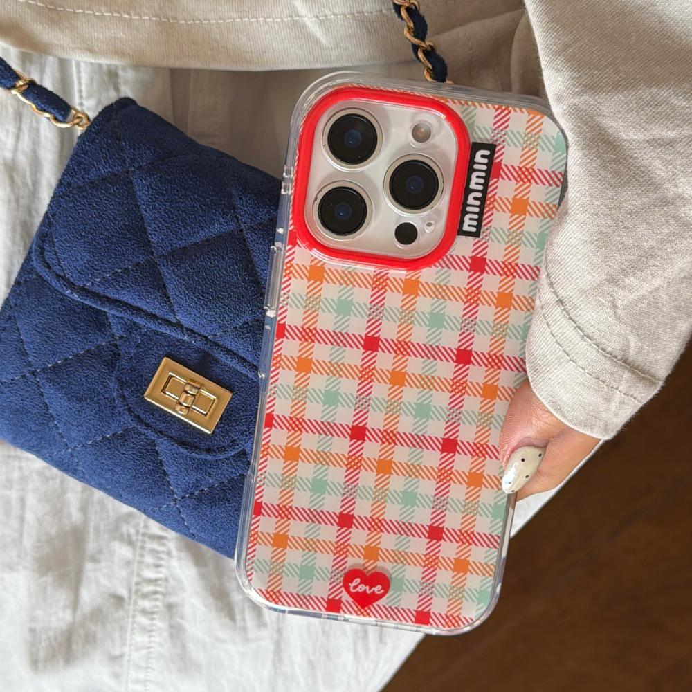 Korean Style Colorful Plaid Heart Phone Case for iPhone 17 Pro Max, with Chain, Sweet Design for Women iPhone 15 Pro Max
Korean Style Colorful Plaid Heart Phone Case for iPhone 17 Pro Max, with Chain, Sweet Design for Women iPhone 15 Pro Max