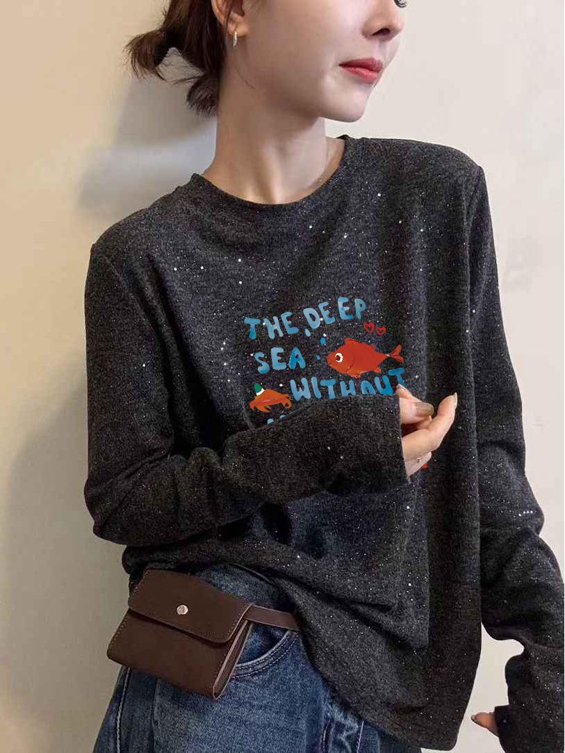 Women s Cartoon Print Deep Gray Crew Neck Long Sleeve T-Shirt - Autumn/Winter Korean Style Base Layer M глубокий/серый
Women s Cartoon Print Deep Gray Crew Neck Long Sleeve T-Shirt - Autumn/Winter Korean Style Base Layer M глубокий/серый