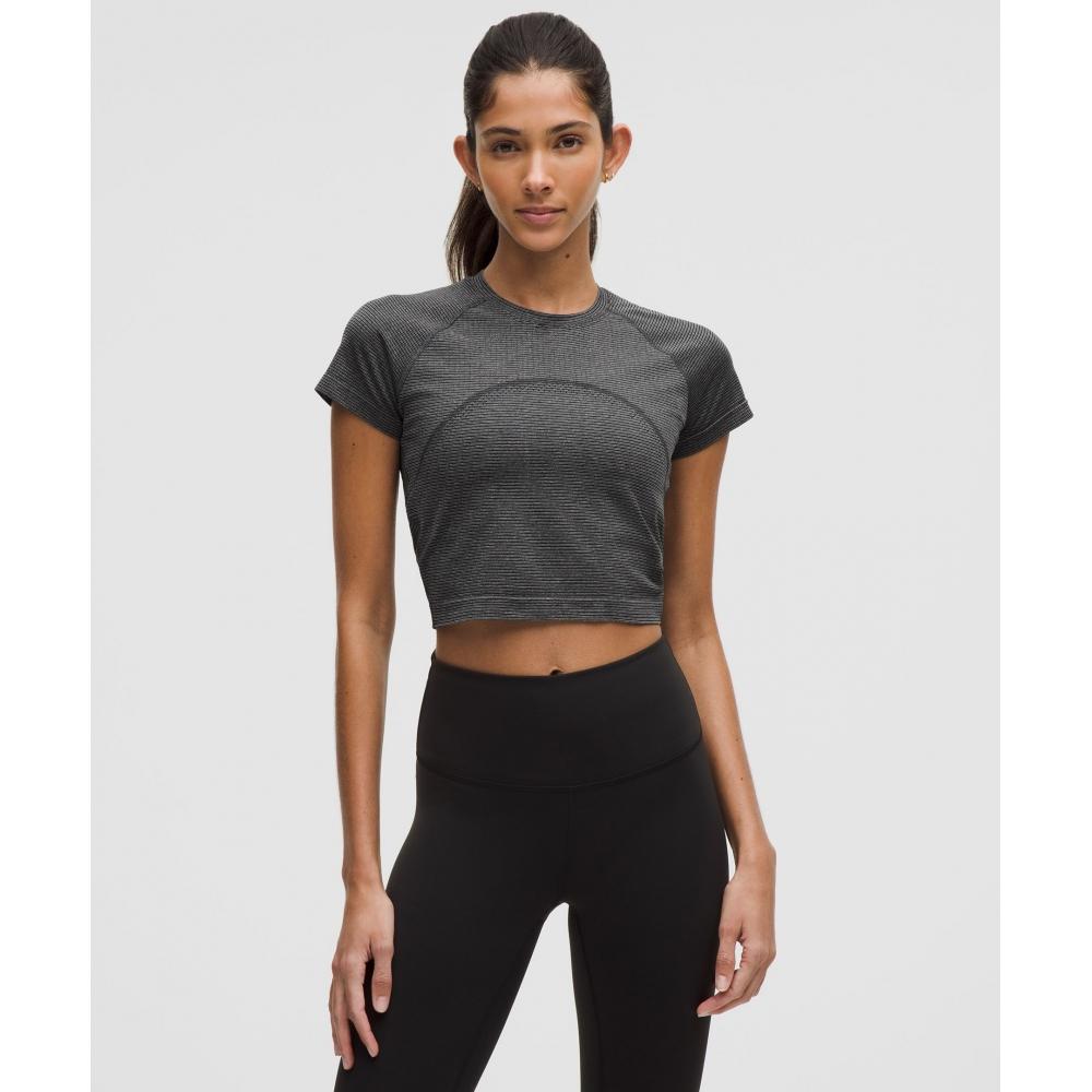 Lululemon Swiftly Tech Cropped Short Sleeve Shirt 2.0 Spandex Stripe Black White 8
Lululemon Swiftly Tech Cropped Short Sleeve Shirt 2.0 Spandex Stripe Black White 8