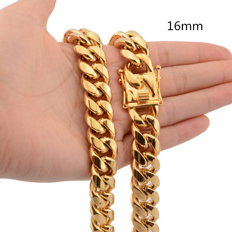 Намисто з кубинського ланцюжка з нержавіючої сталі 40-75 см для чоловіків Чоловічі ювелірні вироби Литий замок 8-18 мм 16mm-75cm золотий
Намисто з кубинського ланцюжка з нержавіючої сталі 40-75 см для чоловіків Чоловічі ювелірні вироби Литий замок 8-18 мм 16mm-75cm золотий