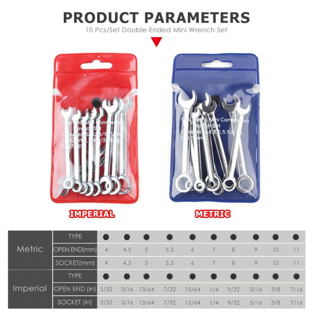 10PCS/Set Dual Use Wrenches British/Metric Type Hand Tool Professional Spanner Home&Office
10PCS/Set Dual Use Wrenches British/Metric Type Hand Tool Professional Spanner Home&Office