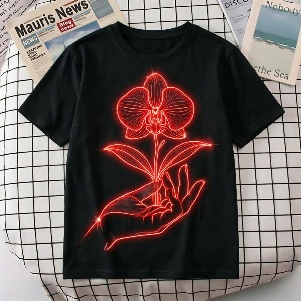 Retro Neon Style Orchid Hand Print TShirt 100 Cotton Unisex Short Sleeve Tee M
Retro Neon Style Orchid Hand Print TShirt 100 Cotton Unisex Short Sleeve Tee M