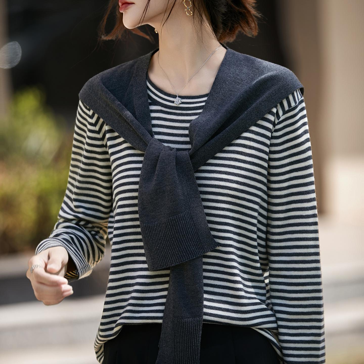 Korean Retro Striped Shawl Neck Sweater - Women s Plus Size Slimming Knit for Autumn & Winter 2XL (135-150 jin)
Korean Retro Striped Shawl Neck Sweater - Women s Plus Size Slimming Knit for Autumn & Winter 2XL (135-150 jin)