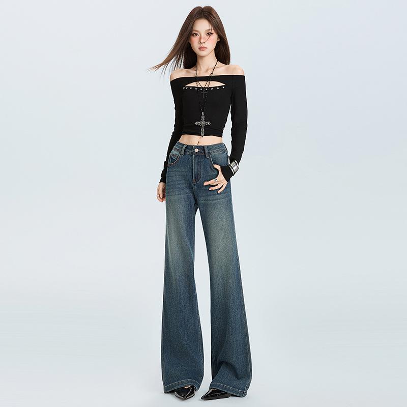 Women s Retro Vintage Slim Fit Straight Leg Jeans with Slight Flare in Cyan Mist Blue, featuring Extra Long Polypropylene Buttons Extra Small
Women s Retro Vintage Slim Fit Straight Leg Jeans with Slight Flare in Cyan Mist Blue, featuring Extra Long Polypropylene Buttons Extra Small