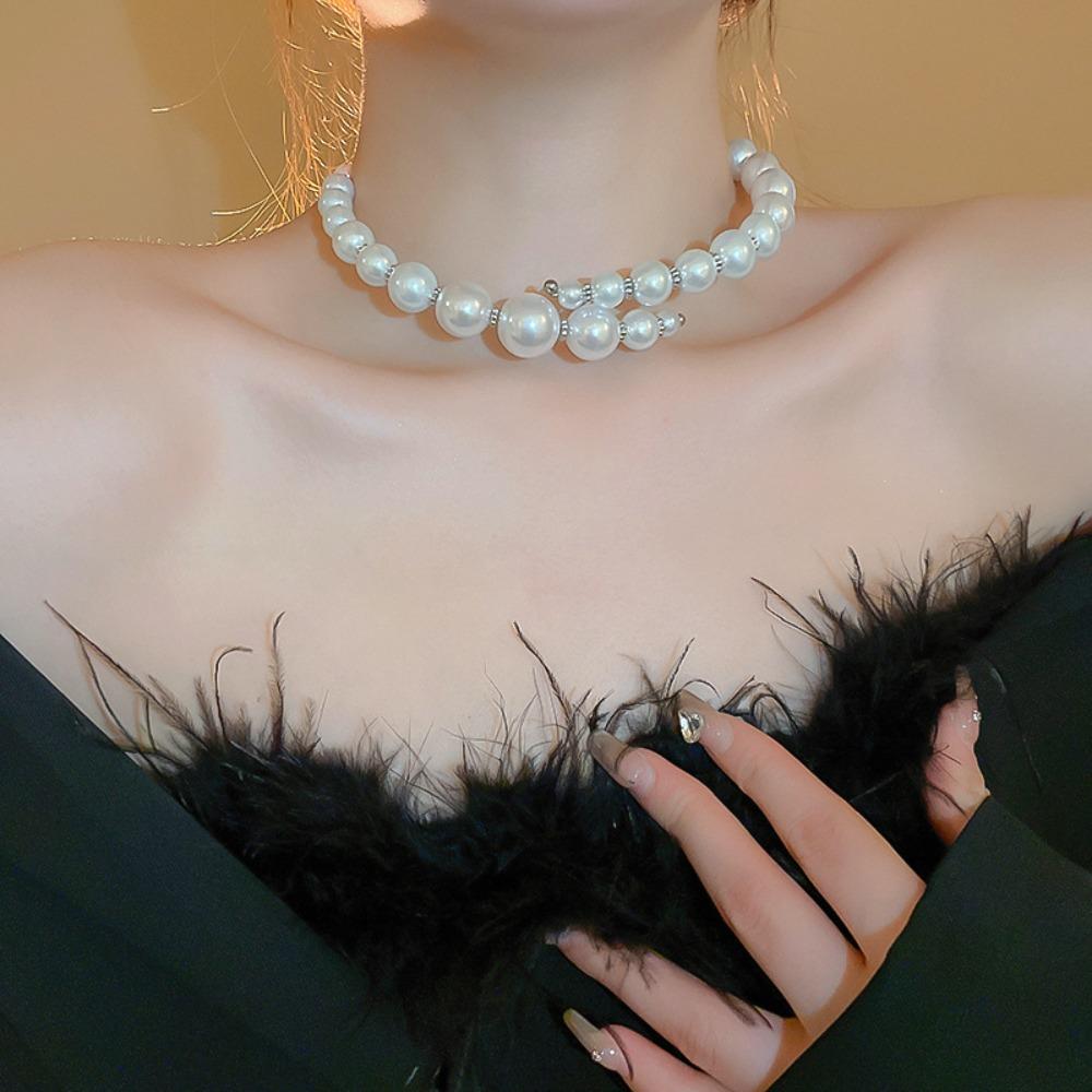 Clavicle Chain Jewelry Pearl Neck Choker French Hepburn Style Pearl Chain Beads Wedding серебряный
Clavicle Chain Jewelry Pearl Neck Choker French Hepburn Style Pearl Chain Beads Wedding серебряный