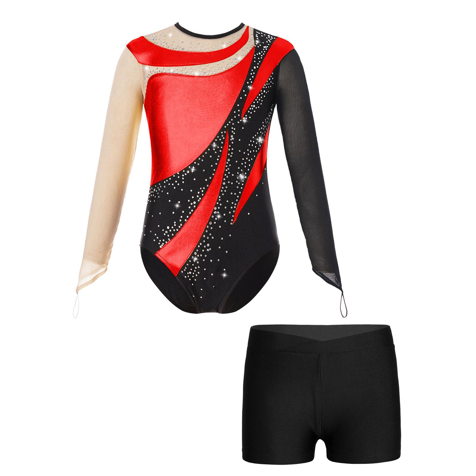 Дитячий комплект фігурного катання для дівчаток, купальник та шорти з довгими рукавами, з сітки та замковою щілиною на спині 13-14 Years червоний/чорний
Дитячий комплект фігурного катання для дівчаток, купальник та шорти з довгими рукавами, з сітки та замковою щілиною на спині 13-14 Years червоний/чорний
