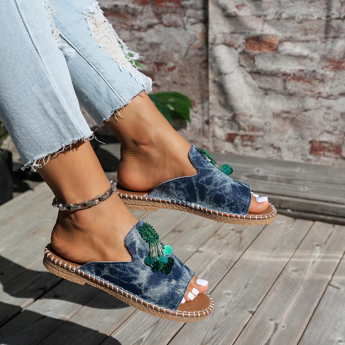 New products in summer 2025 round head large size slippers women wear hemp rope cool slippers casual beach shoes 36 синий
New products in summer 2025 round head large size slippers women wear hemp rope cool slippers casual beach shoes 36 синий