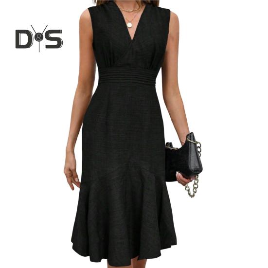 Женское летнее платье, повседневное платье-миди с V-образным вырезом без рукавов, облегающее коктейльное платье для работы и повседневной носки XL чёрный
Женское летнее платье, повседневное платье-миди с V-образным вырезом без рукавов, облегающее коктейльное платье для работы и повседневной носки XL чёрный