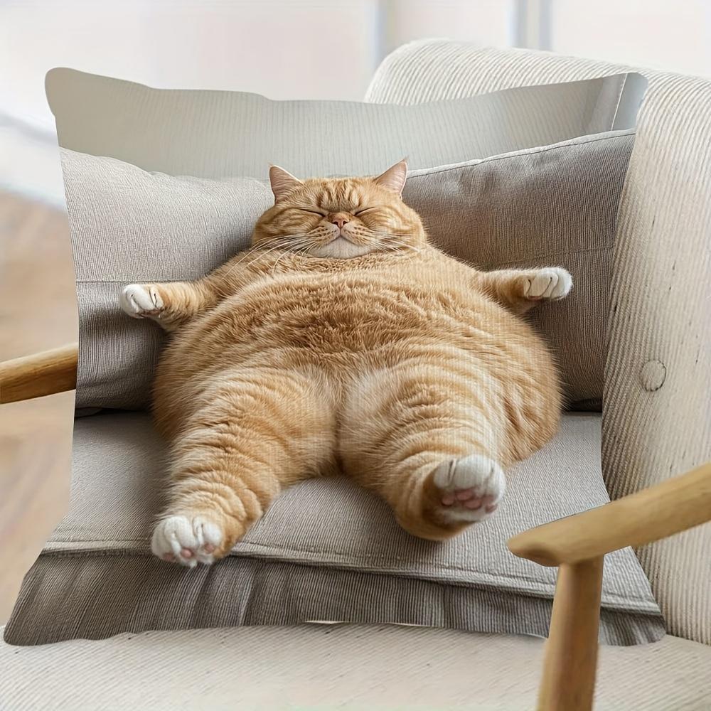 1pc 18x18 Inch Super Soft Short Plush Double-Sided Throw Pillow - Adorable Ginger Cat Lounging on Sofa Design 45*45cm
1pc 18x18 Inch Super Soft Short Plush Double-Sided Throw Pillow - Adorable Ginger Cat Lounging on Sofa Design 45*45cm