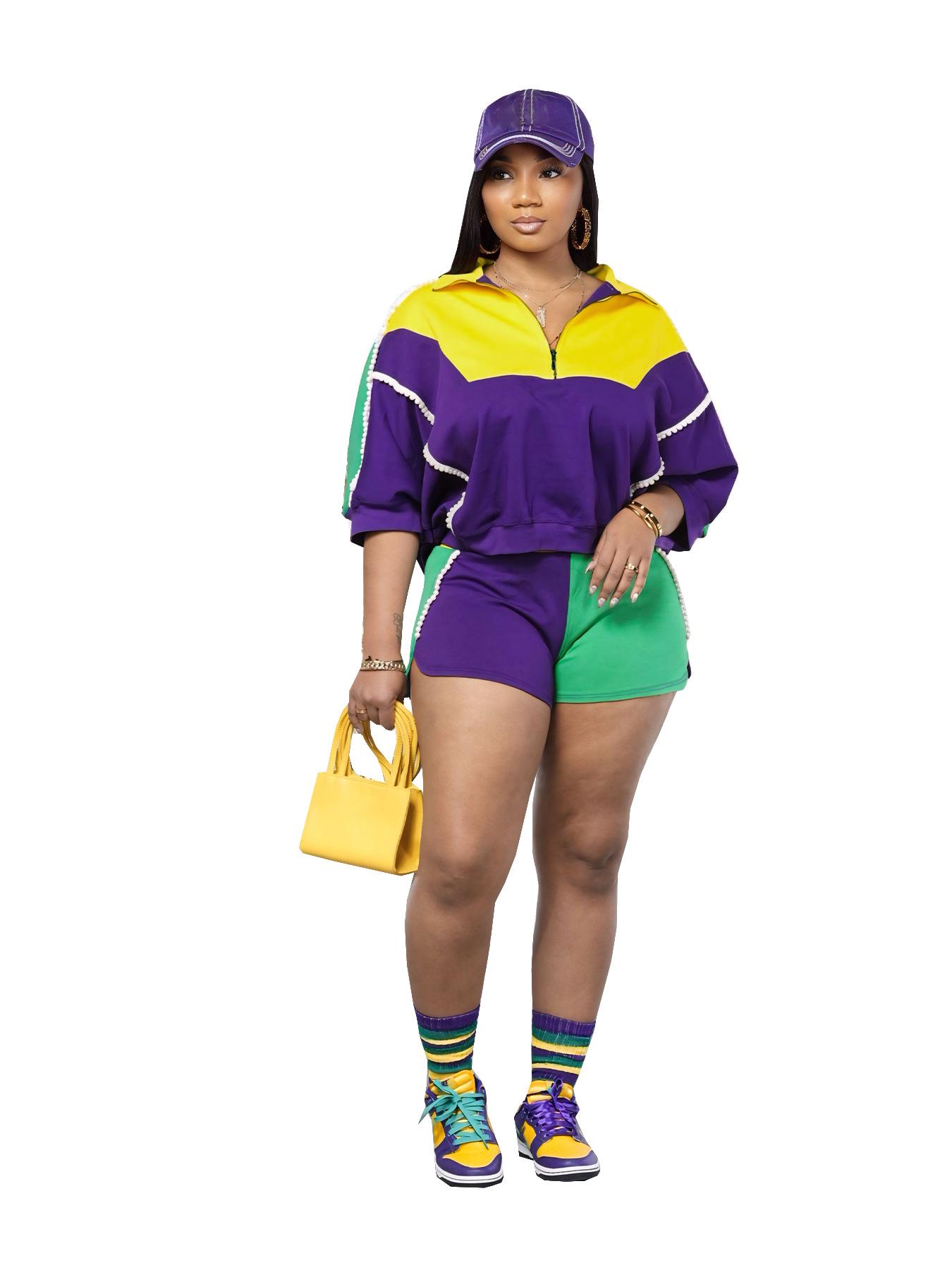 TW643 European Fashion Women s Color Block Patchwork Pearl-Edged Casual Shorts Two-Piece Set Extra Large фиолетовый
TW643 European Fashion Women s Color Block Patchwork Pearl-Edged Casual Shorts Two-Piece Set Extra Large фиолетовый