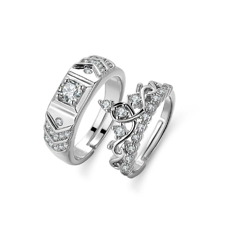 Trendy 925 Silver Jewelry Rings with Zircon Gemstone Crown Shape 2 in 1 Open Finger Ring Set for Women Men Lover Wedding Promise resizable
Trendy 925 Silver Jewelry Rings with Zircon Gemstone Crown Shape 2 in 1 Open Finger Ring Set for Women Men Lover Wedding Promise resizable