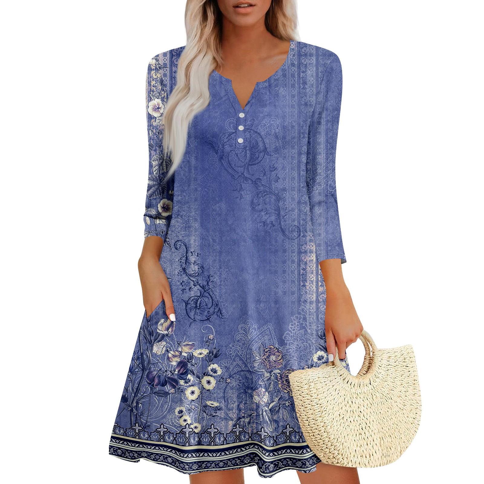 Женское летнее платье, свободное платье с V-образным вырезом, рукавом три четверти и карманами XL фиолетовый
Женское летнее платье, свободное платье с V-образным вырезом, рукавом три четверти и карманами XL фиолетовый