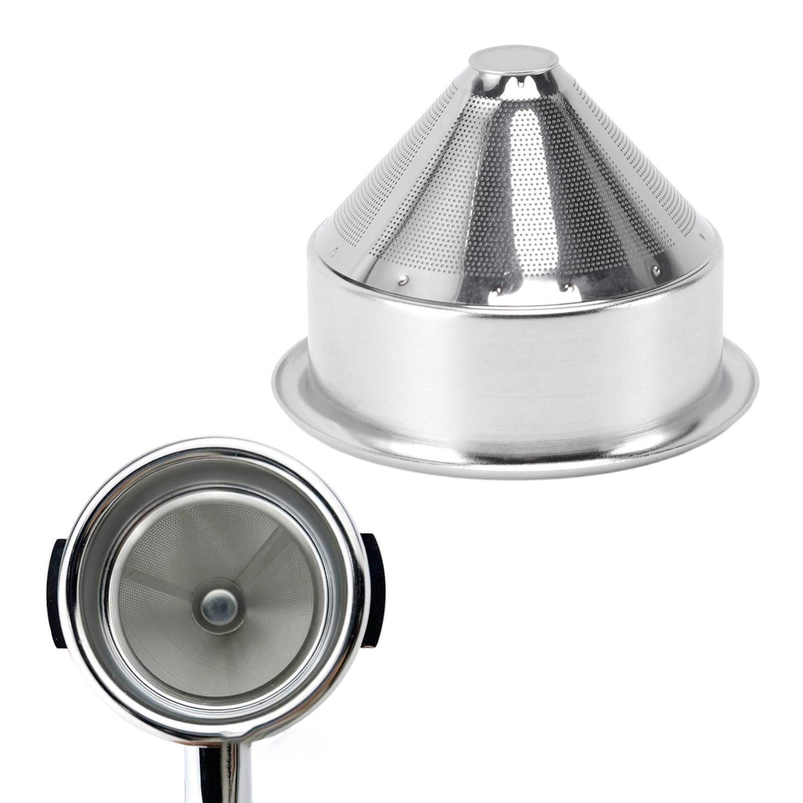 58mm Portafilter Basket, Stainless Steel Espresso Basket Filter, Reusable Fine Filter Mesh for Home and Coffee Shop Use
58mm Portafilter Basket, Stainless Steel Espresso Basket Filter, Reusable Fine Filter Mesh for Home and Coffee Shop Use