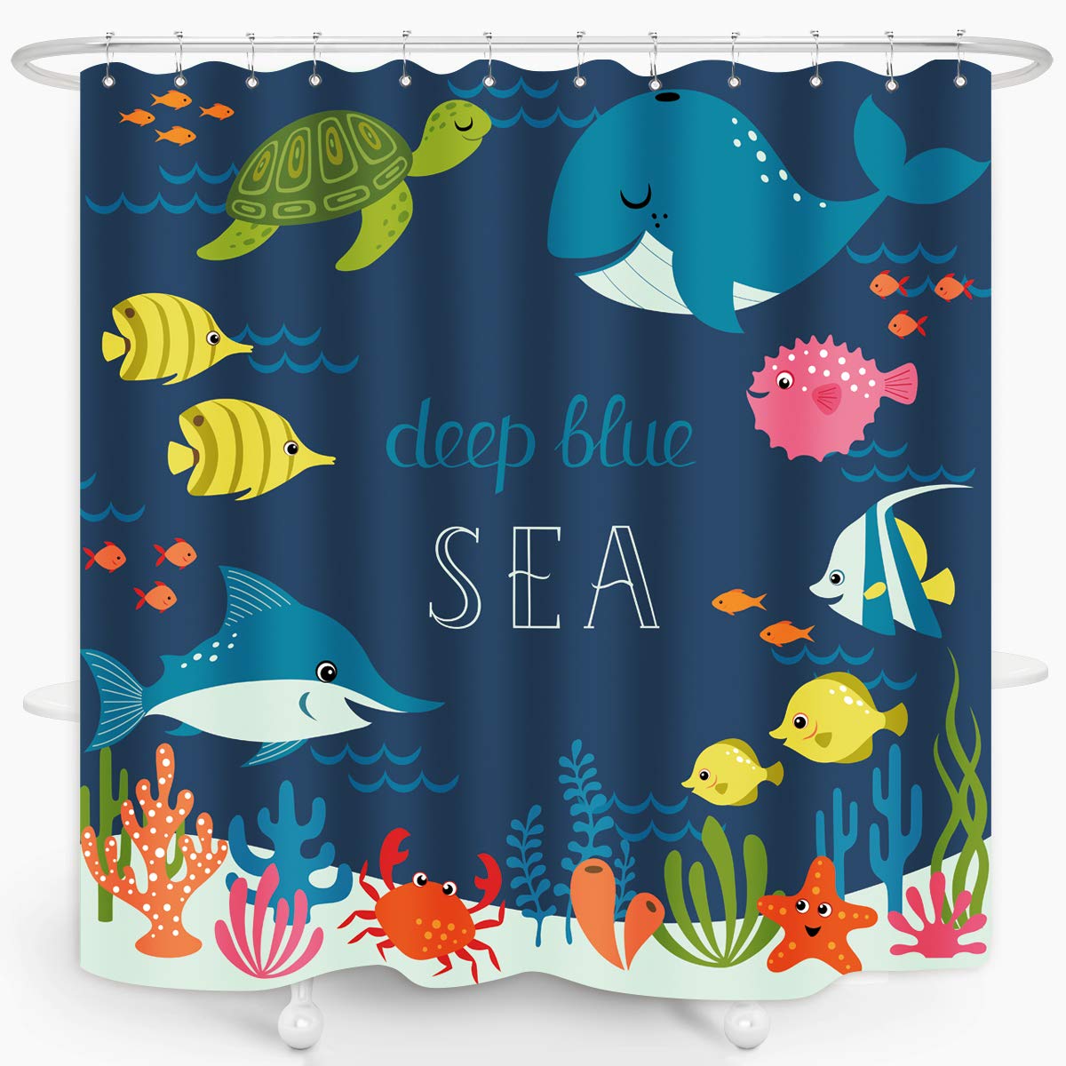 Lovely Cartoon Sea Creatures Fabric Shower Curtain,Whale Turtle And Fish Waterproof Bathroom Decor Curtain For Girls Boys, Hooks W60H190(CM)-1 Pcs
Lovely Cartoon Sea Creatures Fabric Shower Curtain,Whale Turtle And Fish Waterproof Bathroom Decor Curtain For Girls Boys, Hooks W60H190(CM)-1 Pcs