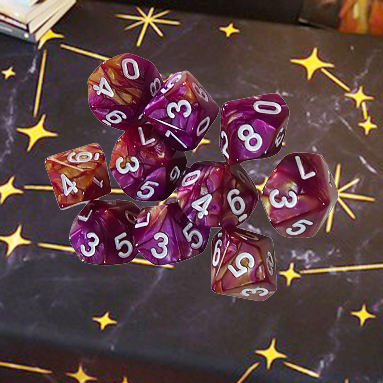 10 многогранников D10 для настольных игр 16mm_Purple Red
10 многогранников D10 для настольных игр 16mm_Purple Red