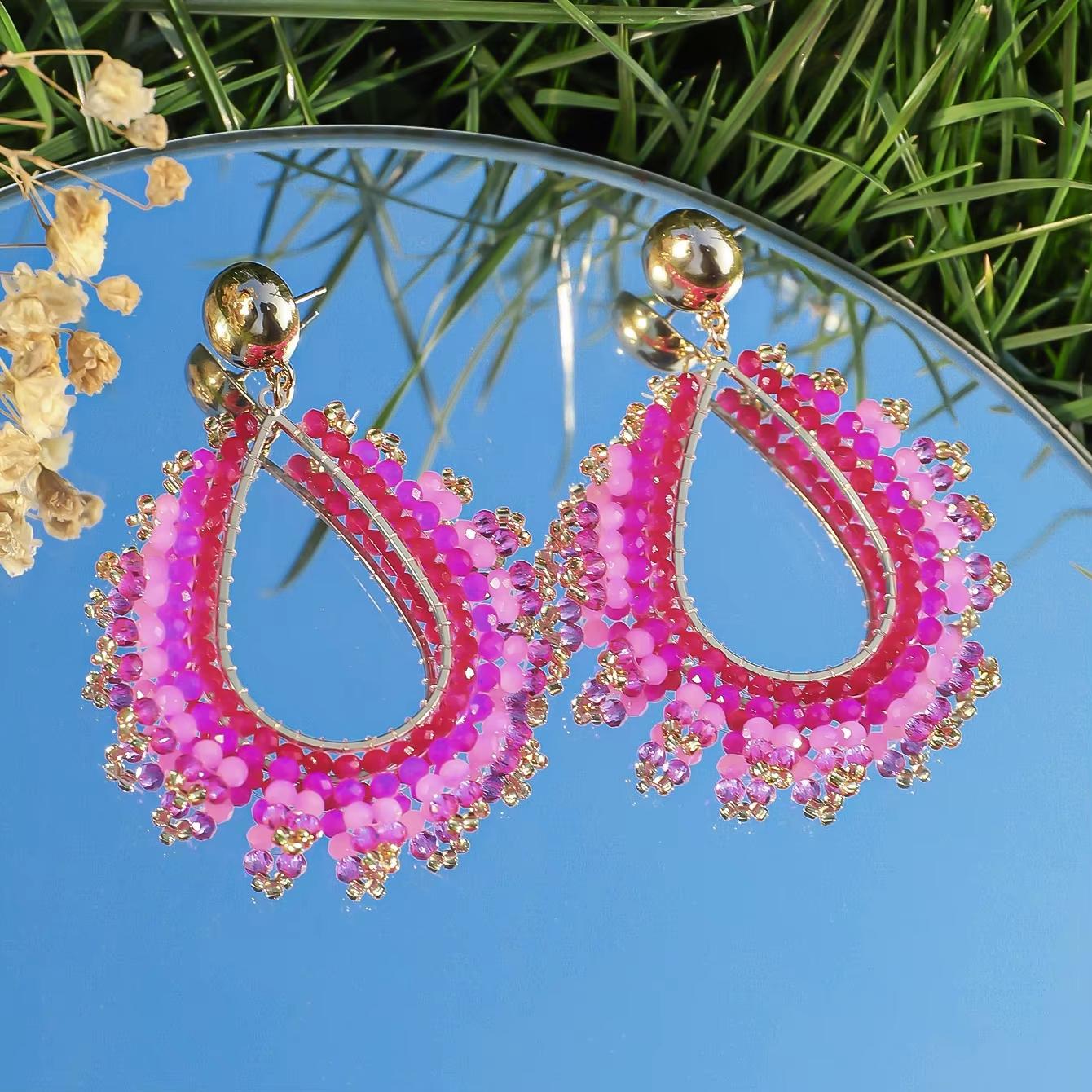 Boho Exquisite Waterdrop Crystal Beads Earrings for Women Handmade Big Statement Metal Summer Party Jewelry Accessories рожевий червоний колір
Boho Exquisite Waterdrop Crystal Beads Earrings for Women Handmade Big Statement Metal Summer Party Jewelry Accessories рожевий червоний колір