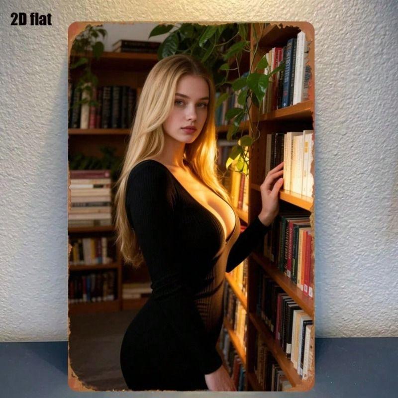 Vintage Girl with Books Metal Wall Art, Golden Hair Poster for Living Room
Vintage Girl with Books Metal Wall Art, Golden Hair Poster for Living Room