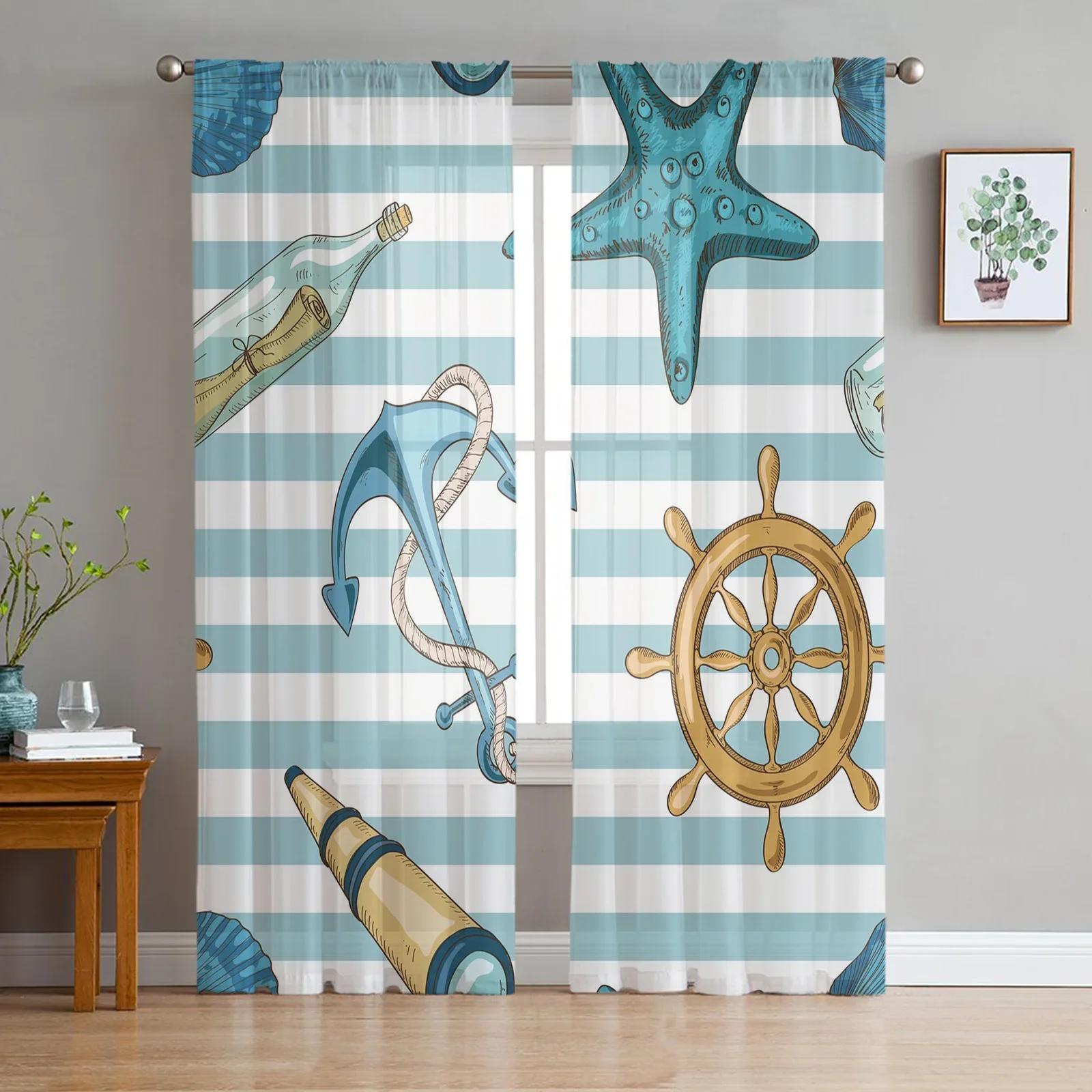 Nautical Blue Anchor Rudder Boat Fish Lighthouse Netting Sheer Window Curtains Living Room Bedroom Sheer Fabric Organza Curtains Drapes W135 x H115cm x1&Grommet Top
Nautical Blue Anchor Rudder Boat Fish Lighthouse Netting Sheer Window Curtains Living Room Bedroom Sheer Fabric Organza Curtains Drapes W135 x H115cm x1&Grommet Top
