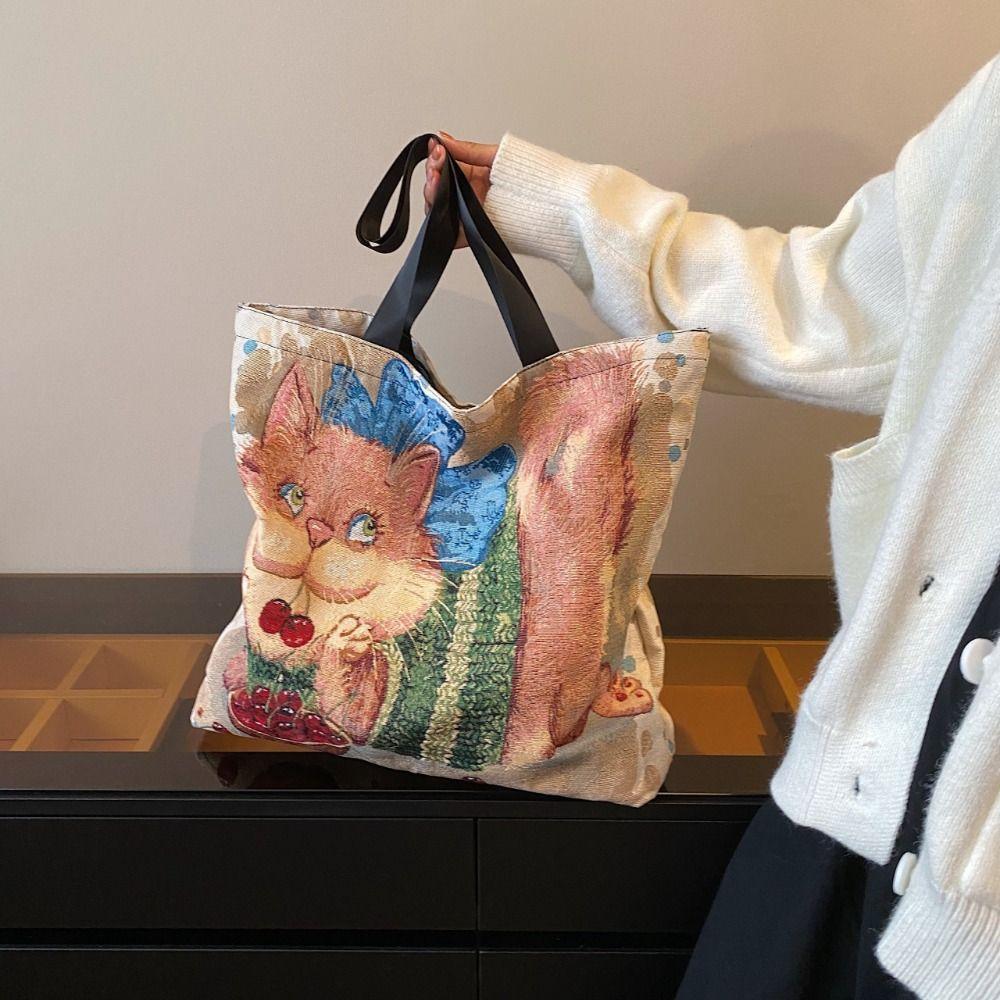 Stripe Ins Cat Tote Bag Flower Canvas Print Shoulder Bag Embroidery Ethnic Style Handbag Shopping
Stripe Ins Cat Tote Bag Flower Canvas Print Shoulder Bag Embroidery Ethnic Style Handbag Shopping