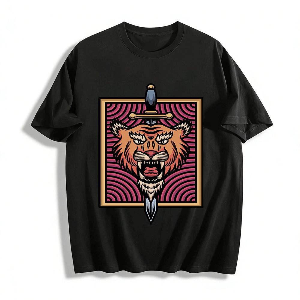 Vintage Sword Through Tiger Head Graphic Casual Tee Pure cotton T-shirt 6XL
Vintage Sword Through Tiger Head Graphic Casual Tee Pure cotton T-shirt 6XL
