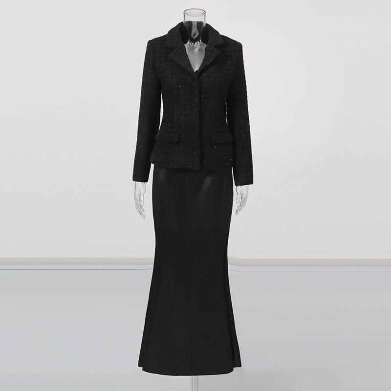 High-end Suit Women With Waist Long-sleeved Lapel Coat + High Pocket Hip Skirt Two-piece Set S чёрный
High-end Suit Women With Waist Long-sleeved Lapel Coat + High Pocket Hip Skirt Two-piece Set S чёрный