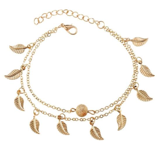 Двухслойный браслет с листьями, очаровательный браслет на ногу, летние женские сандалии, браслет на щиколотке золотистый
Двухслойный браслет с листьями, очаровательный браслет на ногу, летние женские сандалии, браслет на щиколотке золотистый