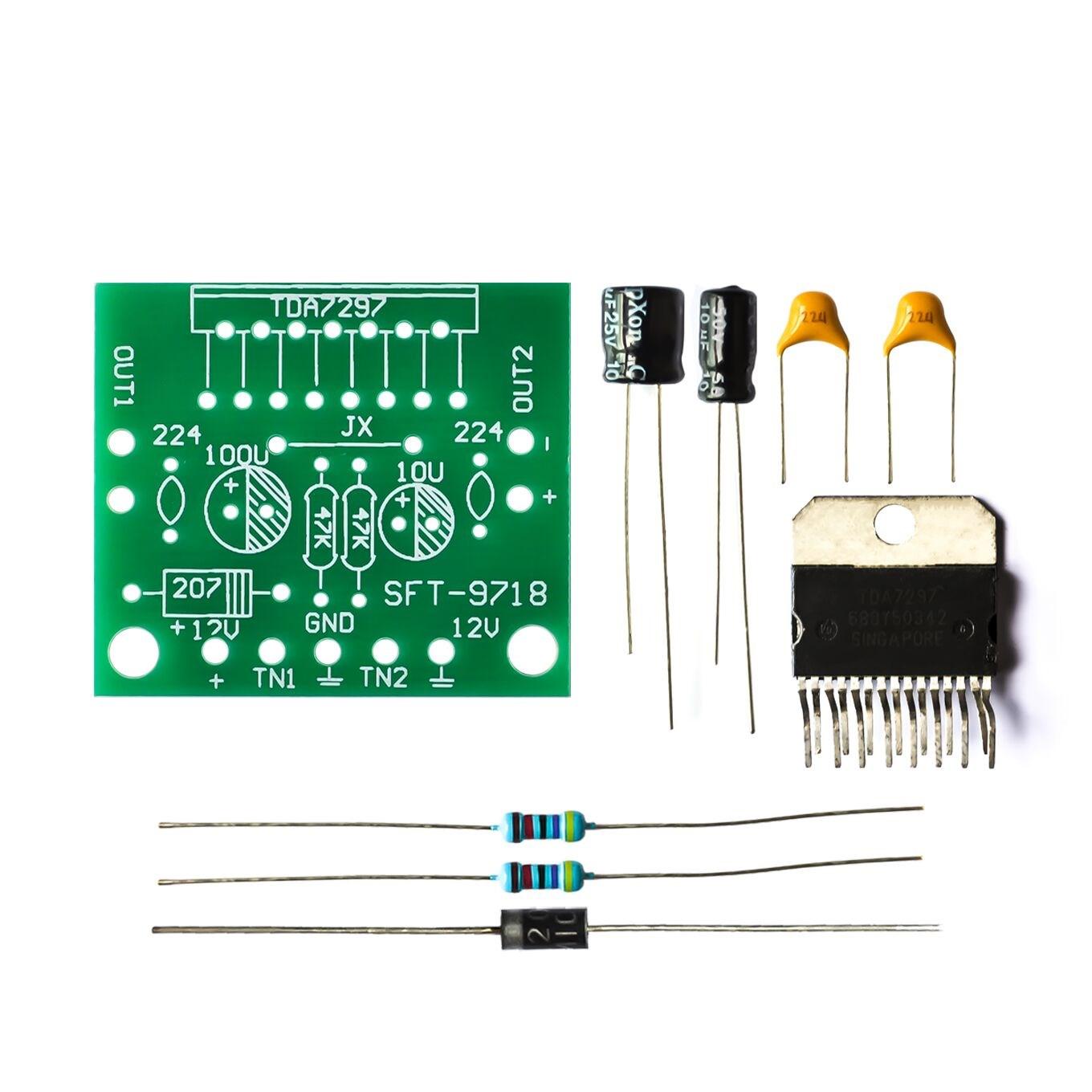TDA7297 amplifier board bulk DC 12V pure rear stage 2.0 dual channel 15W+15W electronic DIY kit
TDA7297 amplifier board bulk DC 12V pure rear stage 2.0 dual channel 15W+15W electronic DIY kit
