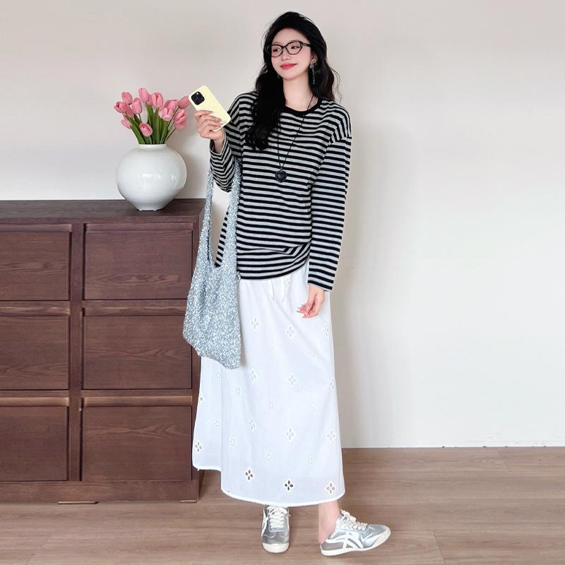 Plus Size Striped Maternity T-shirt & Pig Nose Button Half Skirt Set 2XL
Plus Size Striped Maternity T-shirt & Pig Nose Button Half Skirt Set 2XL