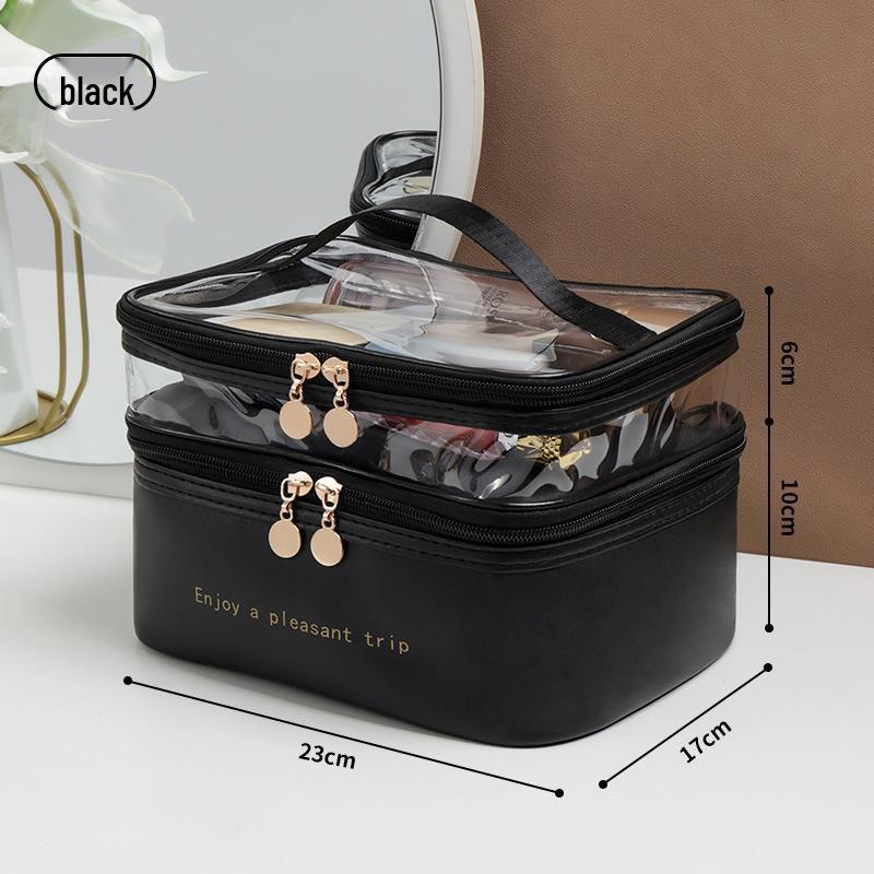 Double-Layer Transparent PU Leather Makeup & Toiletry Travel Bag чорний
Double-Layer Transparent PU Leather Makeup & Toiletry Travel Bag чорний