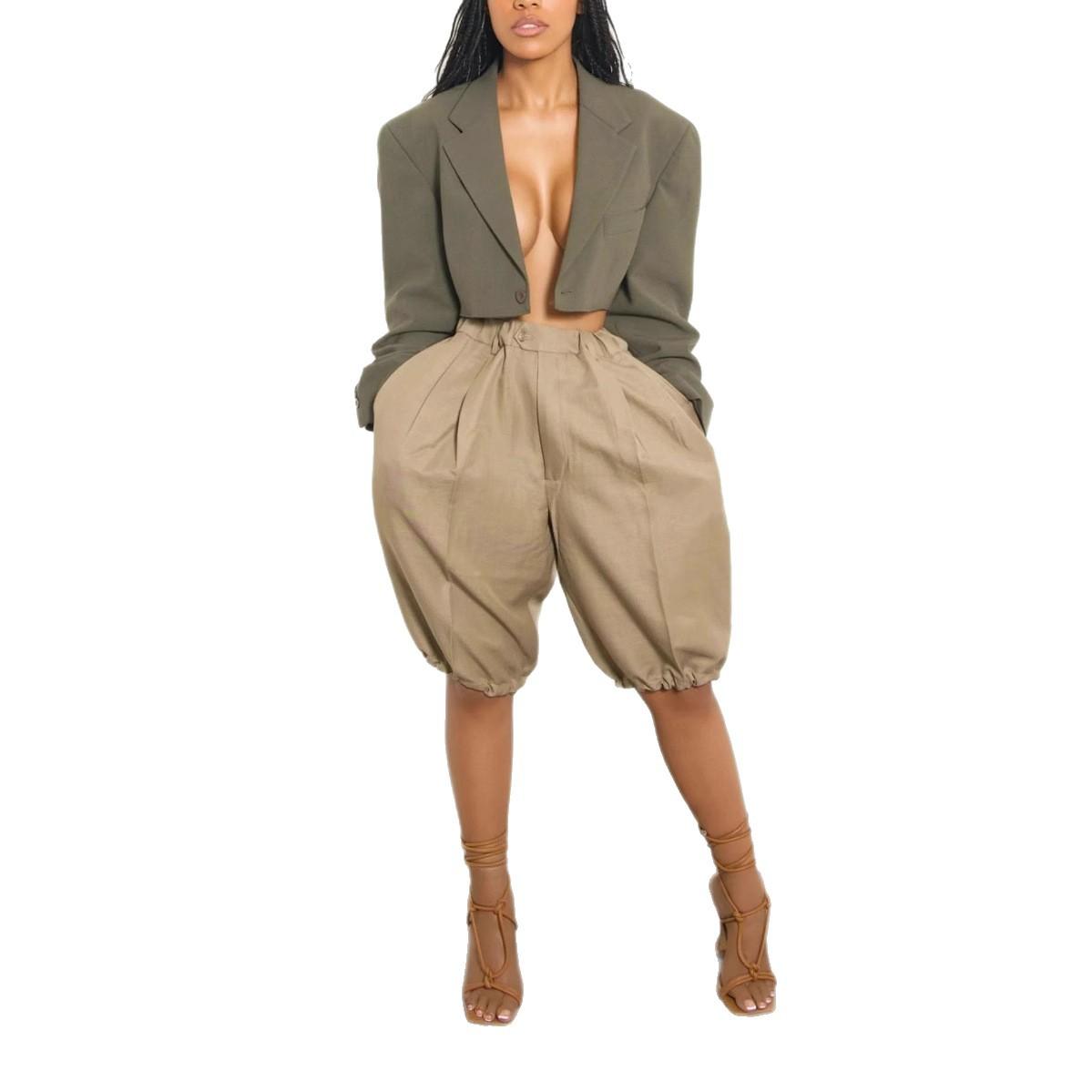 Women s Khaki High Waist Paper Bag Shorts with Elastic Cuffs S хаки
Women s Khaki High Waist Paper Bag Shorts with Elastic Cuffs S хаки