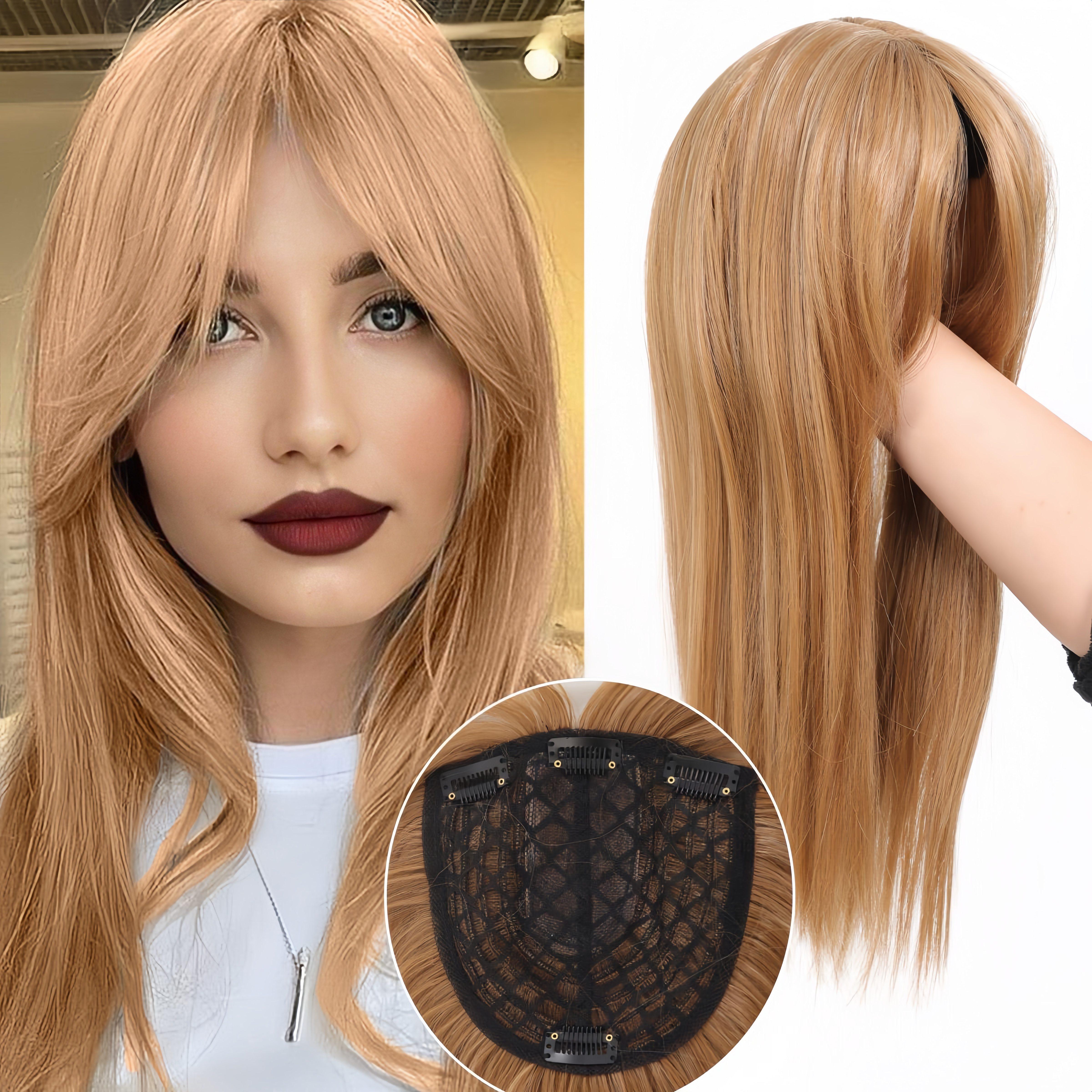 Женский элегантный топпер для волос с челкой, 14-дюймовый прямой синтетический зажим для редеющих волос, подходит для всех, удобный дизайн овального основания
Женский элегантный топпер для волос с челкой, 14-дюймовый прямой синтетический зажим для редеющих волос, подходит для всех, удобный дизайн овального основания