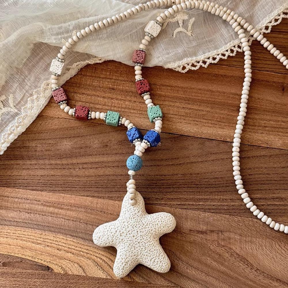 Beach-style Volcanic Stone Necklace Heart-shaped Long Pendent Necklace Chain Necklace for Women Beige starfish
Beach-style Volcanic Stone Necklace Heart-shaped Long Pendent Necklace Chain Necklace for Women Beige starfish
