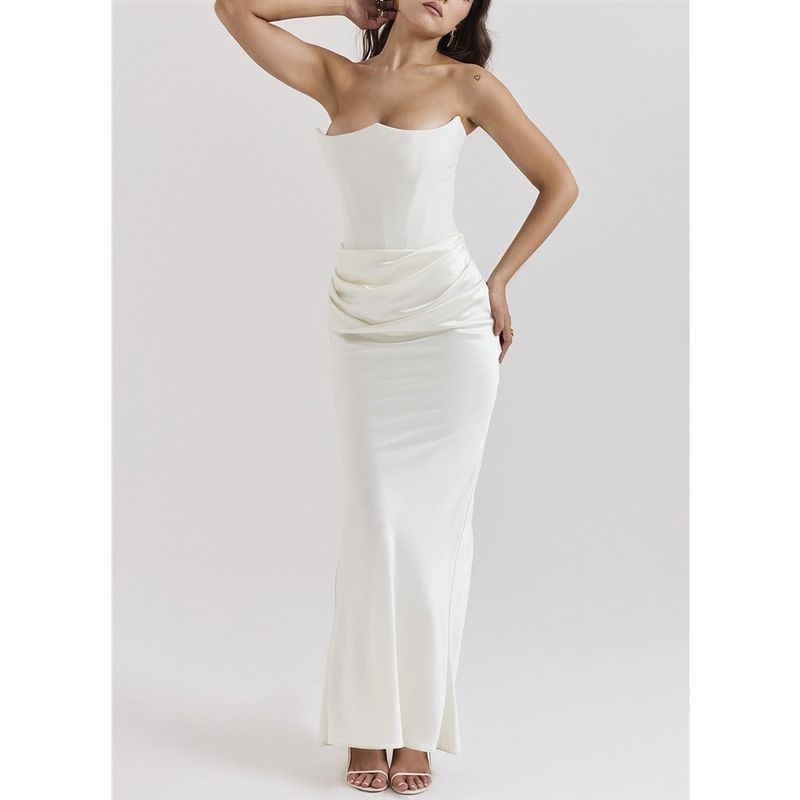 Fashion New Arrival Multi-Color Waist Tube Top off-Shoulder Fishbone Ruched Long Sheath One-Piece Dress White XS
Fashion New Arrival Multi-Color Waist Tube Top off-Shoulder Fishbone Ruched Long Sheath One-Piece Dress White XS
