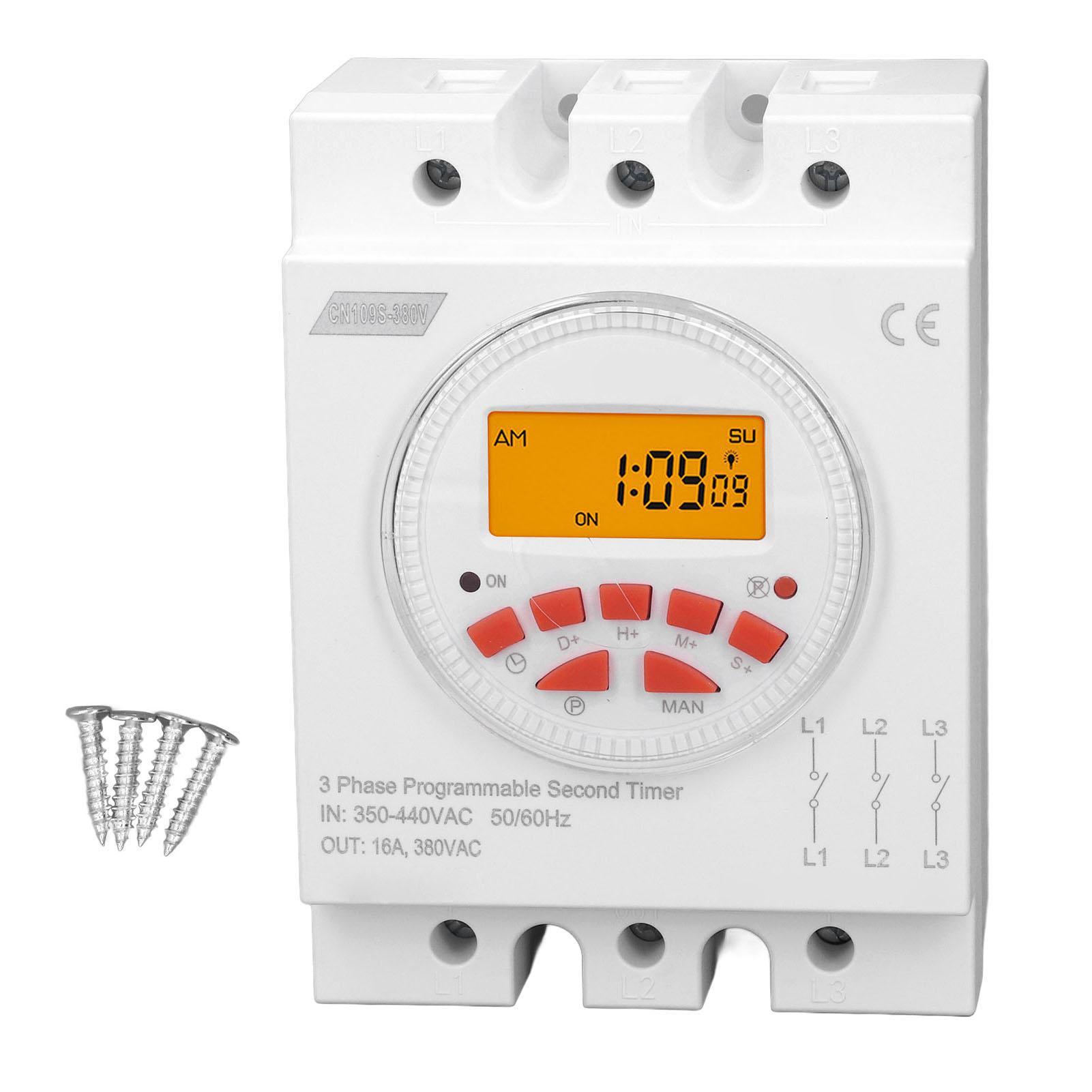 Timer Switch Backlight Display 3 Phase 7 Days 24 Hours Programmable Control Power Timer Switch
Timer Switch Backlight Display 3 Phase 7 Days 24 Hours Programmable Control Power Timer Switch