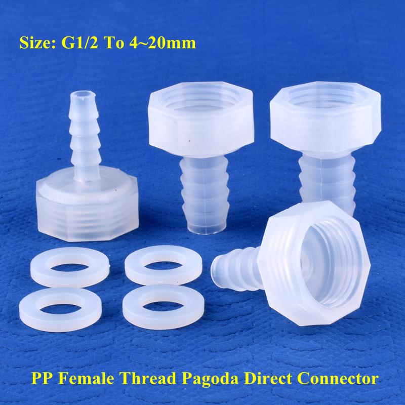 PP Direct Connector G1/2 3/4 Female Thread To 4~25mm Barb Joint Micro Irrigation Garden Water Pagoda Hose Joint Aquarium Tank Fittings G1/2 -20mm (10 Pieces)
PP Direct Connector G1/2 3/4 Female Thread To 4~25mm Barb Joint Micro Irrigation Garden Water Pagoda Hose Joint Aquarium Tank Fittings G1/2 -20mm (10 Pieces)