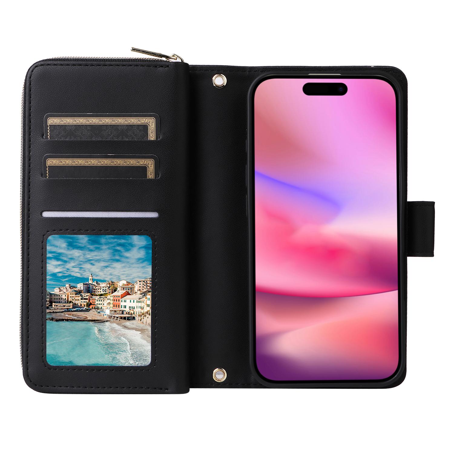 R20 For iPhone 16 Case Zipper Pocket PU Leather Wallet Phone Cover with Hand Strap Black
R20 For iPhone 16 Case Zipper Pocket PU Leather Wallet Phone Cover with Hand Strap Black