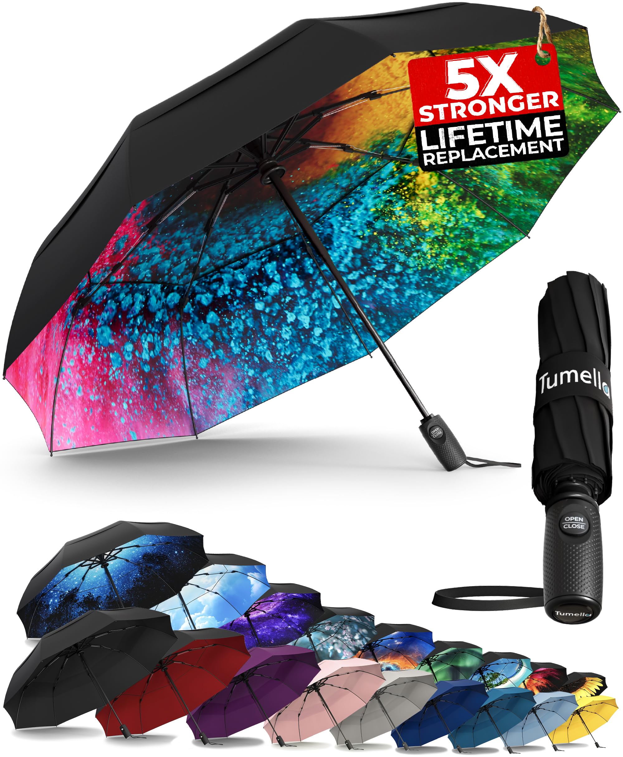 даже при ветре x Пожизненная замена TUMELLA Самый прочный складной зонт Унисекс В 5 раз прочнее, чем у других компаний Высочайший уровень УФ-защиты
даже при ветре x Пожизненная замена TUMELLA Самый прочный складной зонт Унисекс В 5 раз прочнее, чем у других компаний Высочайший уровень УФ-защиты