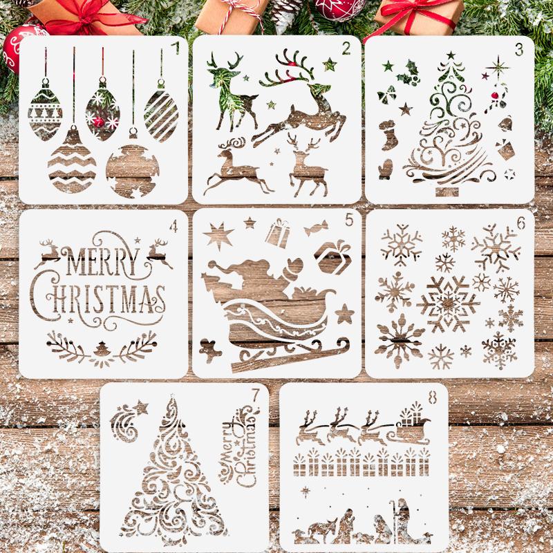 8 шт./набор рождественских трафаретов настенная живопись трафарет для скрапбукинга тиснение альбом шаблоны бумажных открыток DIY подарочные поделки украшение дома 8pcs/set
8 шт./набор рождественских трафаретов настенная живопись трафарет для скрапбукинга тиснение альбом шаблоны бумажных открыток DIY подарочные поделки украшение дома 8pcs/set