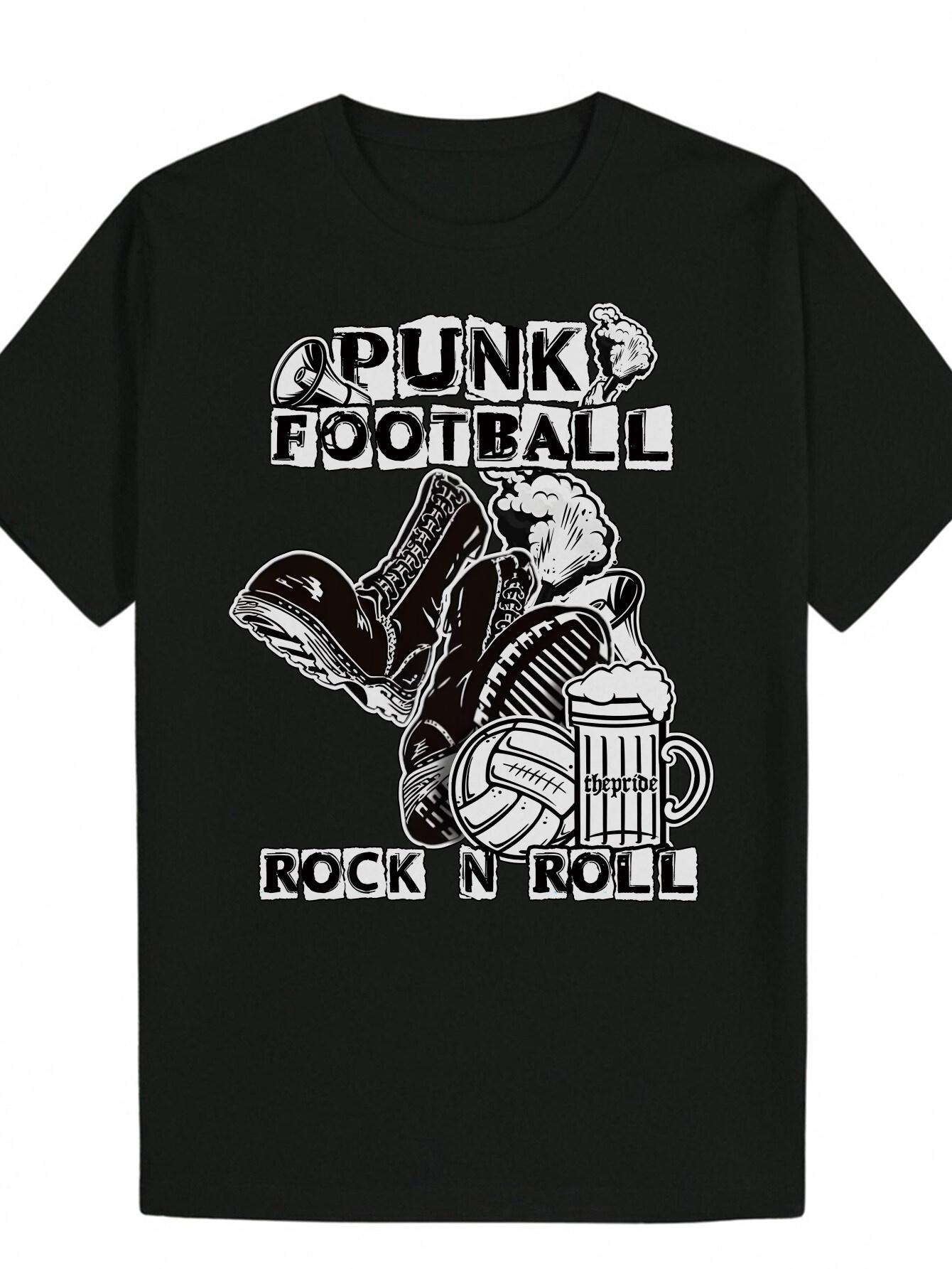 Crew Neck Polyester T-shirt - Punk Football Rock n Roll Graphic Tee with Distressed Lettering L
Crew Neck Polyester T-shirt - Punk Football Rock n Roll Graphic Tee with Distressed Lettering L