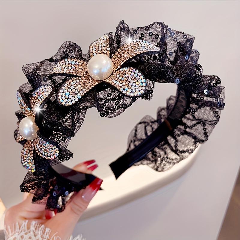 New Lace Sunflower Imitation Pearl Light Luxury Women S Hair Additions Dreamy Streamer Full of Rhinestones Starry Flower Wide-Brimmed Headband FS1539
New Lace Sunflower Imitation Pearl Light Luxury Women S Hair Additions Dreamy Streamer Full of Rhinestones Starry Flower Wide-Brimmed Headband FS1539