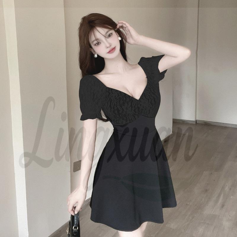 Temperament Pure Desire Lace Patchwork Low-Cut Cinched Waist Dress Small чорний
Temperament Pure Desire Lace Patchwork Low-Cut Cinched Waist Dress Small чорний