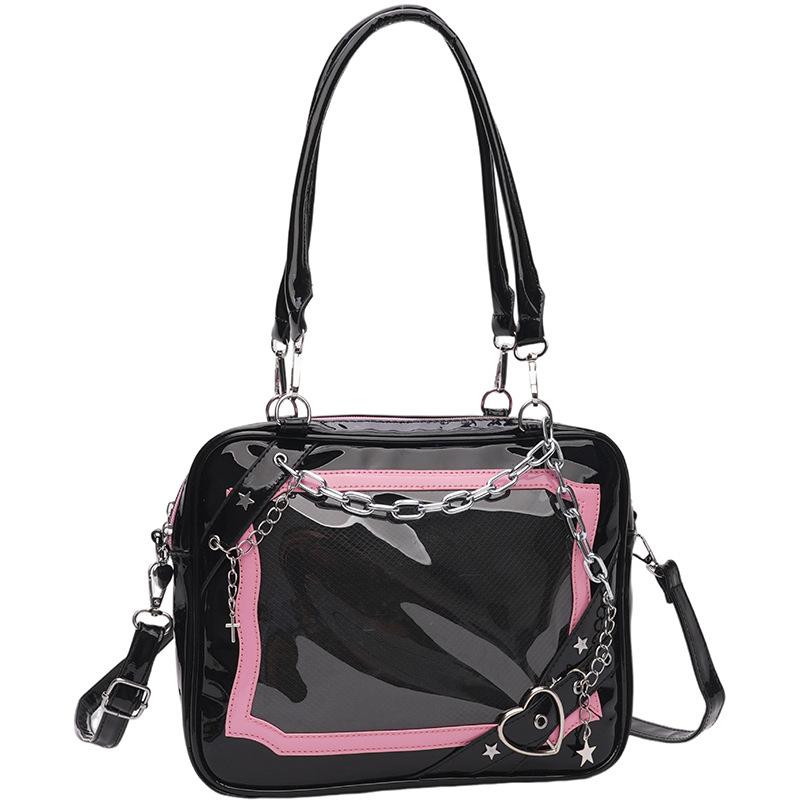 New Arrival Subculture Spicy Cool Girls Shoulder Bags Fashion Gothic Style PU Leather Ita Bags Pin Display Ita Crossbody Purse
New Arrival Subculture Spicy Cool Girls Shoulder Bags Fashion Gothic Style PU Leather Ita Bags Pin Display Ita Crossbody Purse