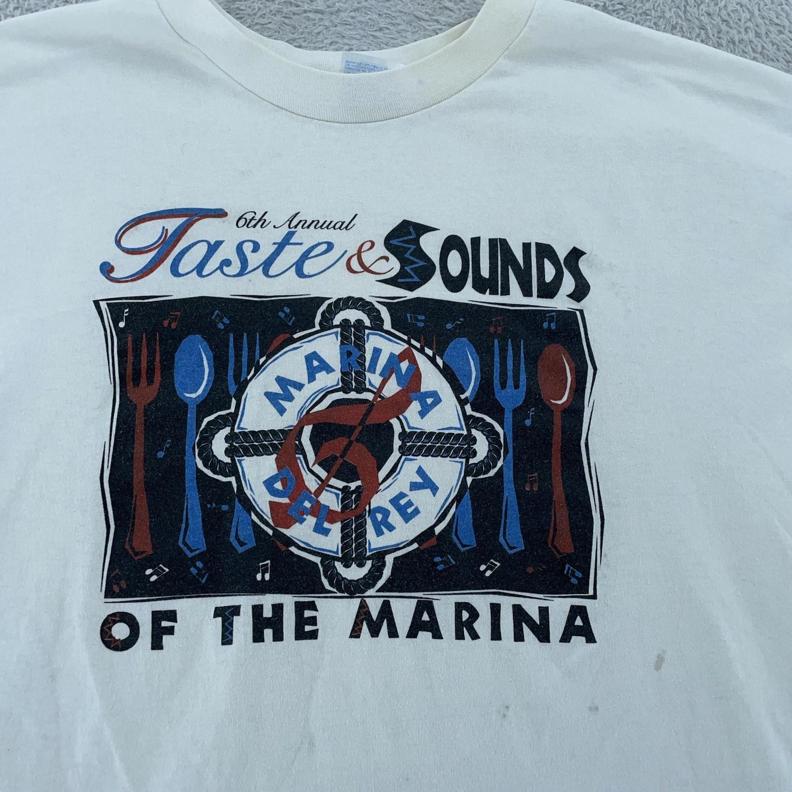 Vintage Marina Del Rey Taste & Sounds Festival T-Shirt L California Music 90s 3XL
Vintage Marina Del Rey Taste & Sounds Festival T-Shirt L California Music 90s 3XL