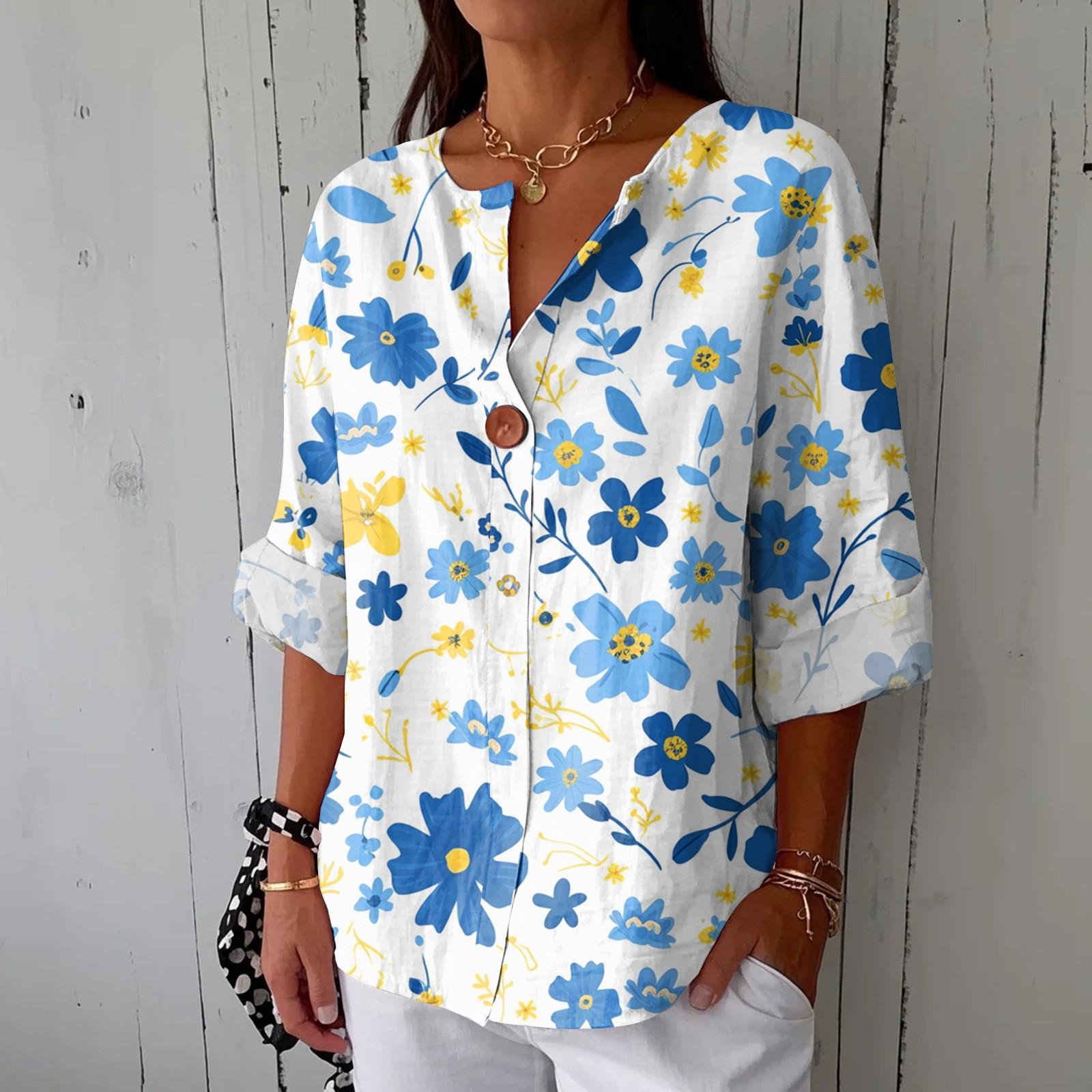 Women s Fashionable Casual V-neck Button Seven Quarter Sleeve Printed Cotton And Linen Top M
Women s Fashionable Casual V-neck Button Seven Quarter Sleeve Printed Cotton And Linen Top M